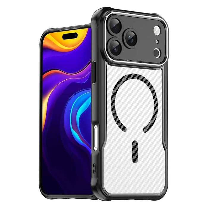 For iPhone 17 Pro Max Case Compatible with MagSafe Carbon Fiber Textured Hybrid Phone Cover - Black - 1