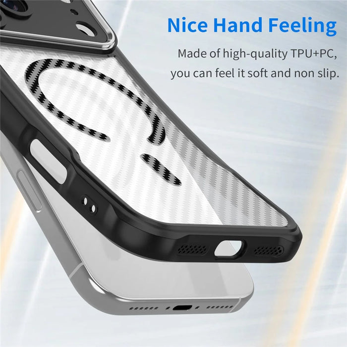For iPhone 17 Pro Max Case Compatible with MagSafe Carbon Fiber Textured Hybrid Phone Cover - Black - 2