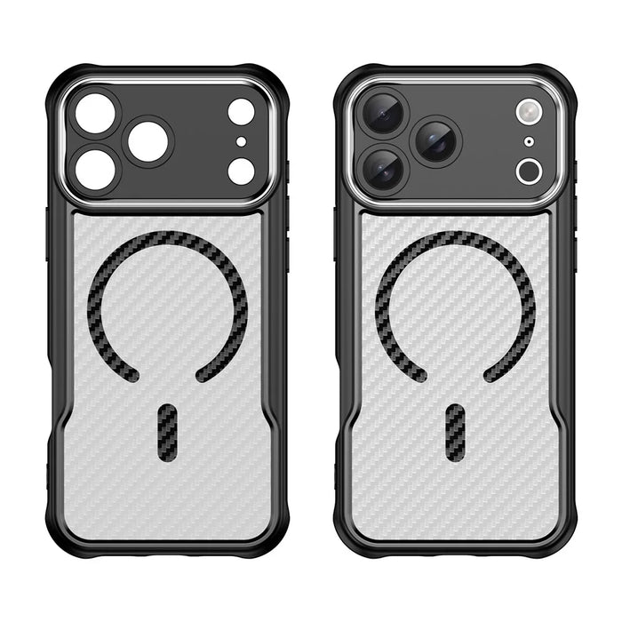 For iPhone 17 Pro Max Case Compatible with MagSafe Carbon Fiber Textured Hybrid Phone Cover - Black - 6