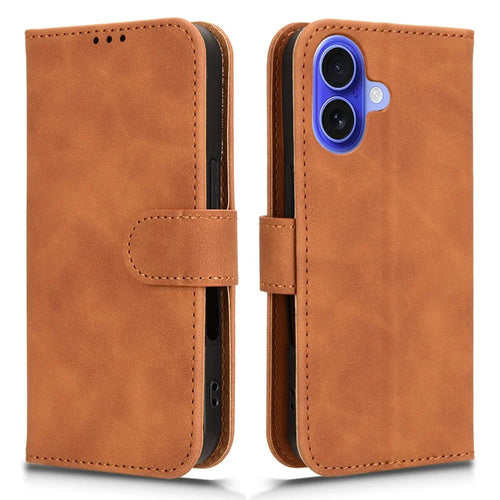 For iPhone 17 Leather Case Skin Feel Anti Drop Wallet Flip Phone Cover - Brown - 1