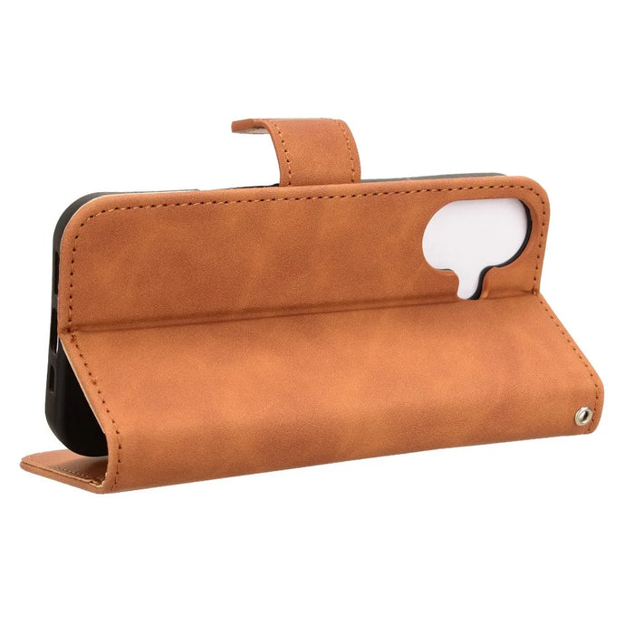 For iPhone 17 Leather Case Skin Feel Anti Drop Wallet Flip Phone Cover - Brown - 4