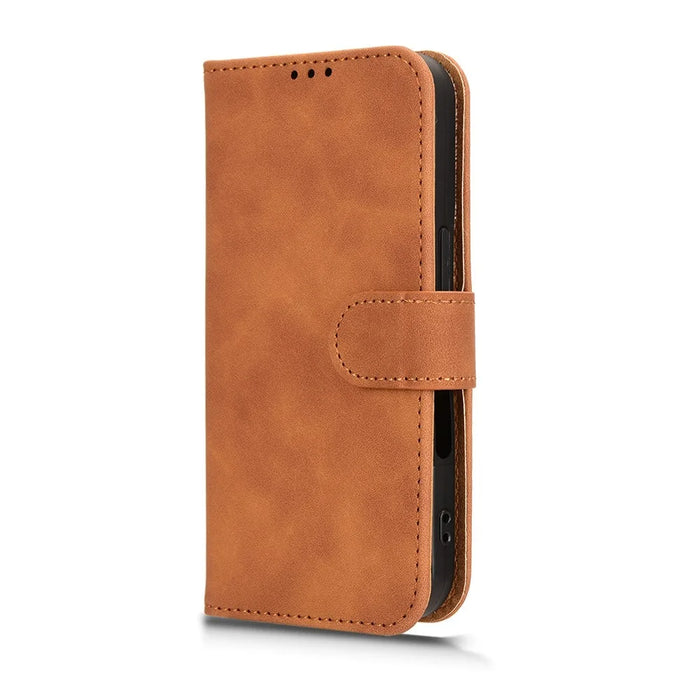 For iPhone 17 Leather Case Skin Feel Anti Drop Wallet Flip Phone Cover - Brown - 6
