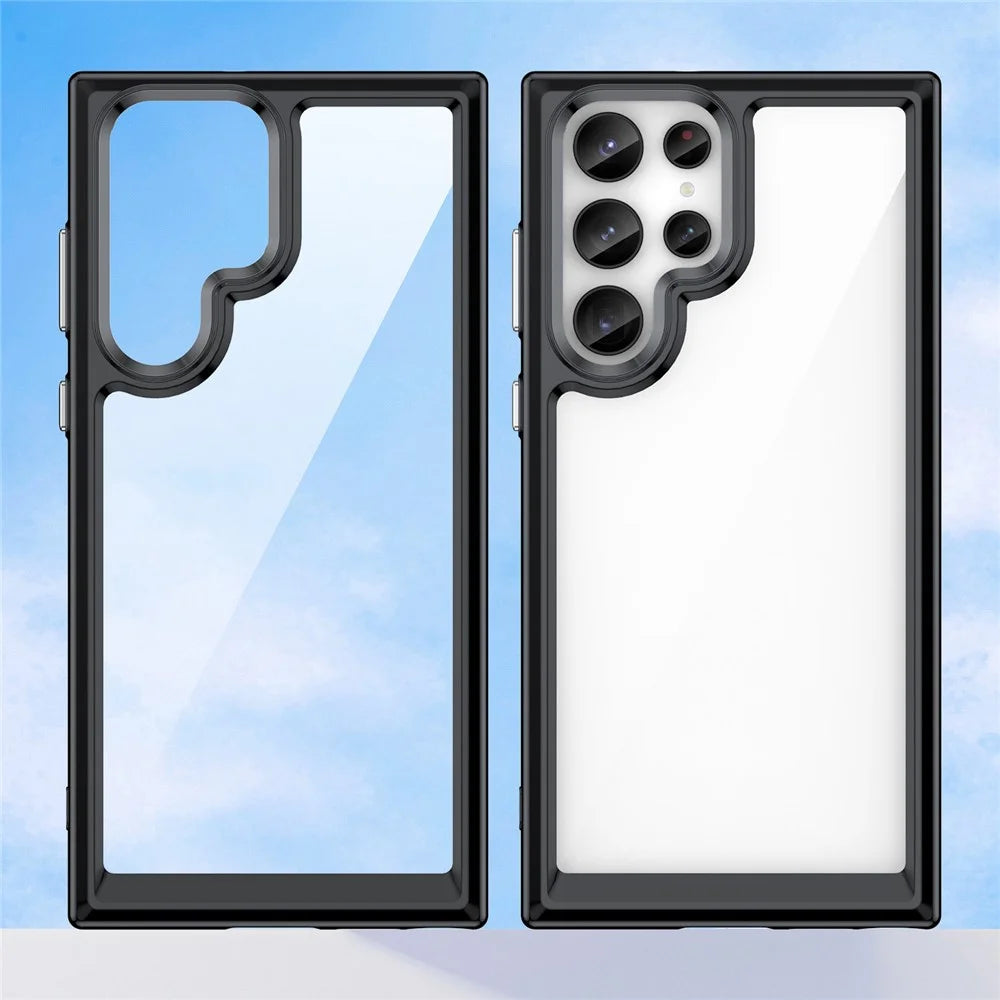 For Samsung Galaxy S23 Ultra Anti-scratch Phone Case TPU Bumper Acrylic Back Shockproof Cover - Black - 2