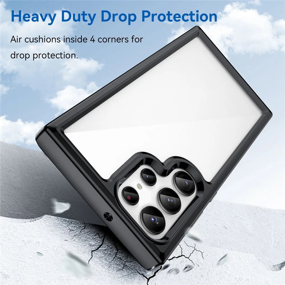 For Samsung Galaxy S23 Ultra Anti-scratch Phone Case TPU Bumper Acrylic Back Shockproof Cover - Black - 3