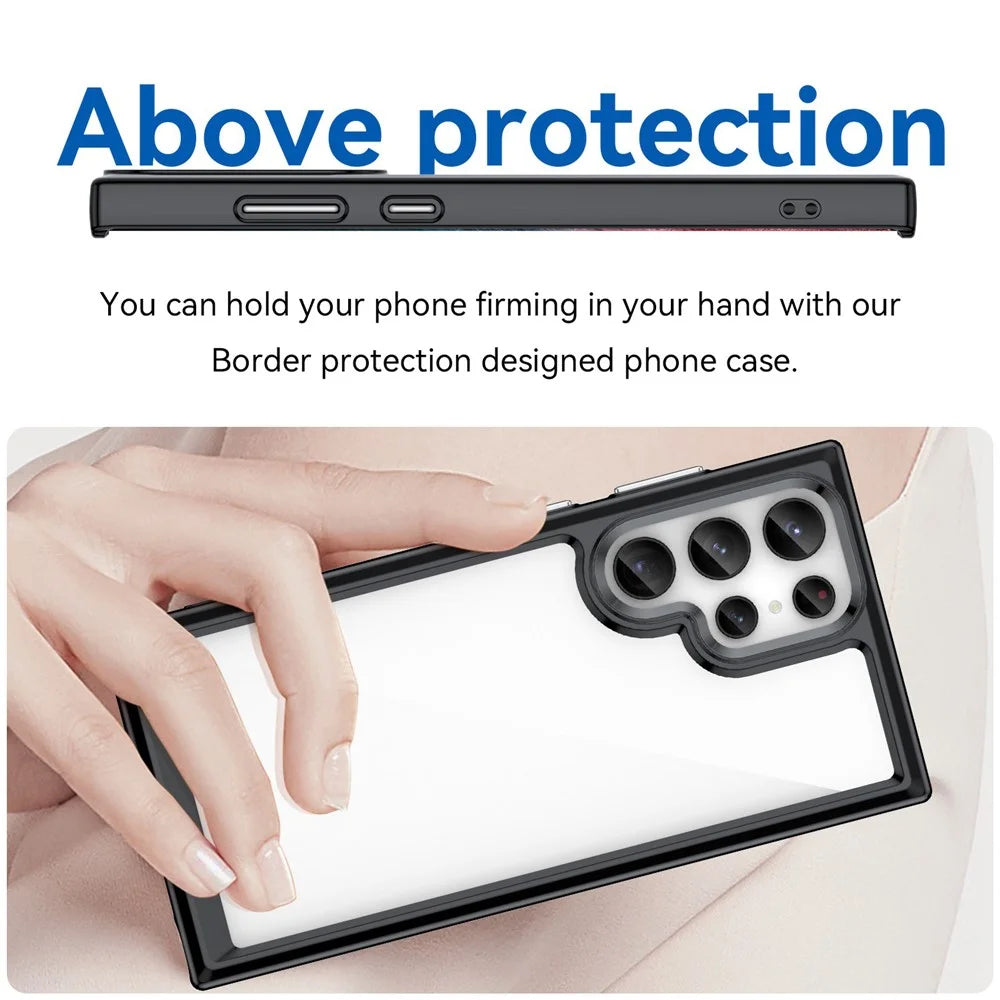 For Samsung Galaxy S23 Ultra Anti-scratch Phone Case TPU Bumper Acrylic Back Shockproof Cover - Black - 4