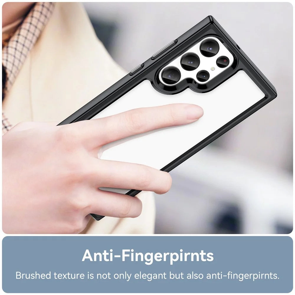 For Samsung Galaxy S23 Ultra Anti-scratch Phone Case TPU Bumper Acrylic Back Shockproof Cover - Black - 5