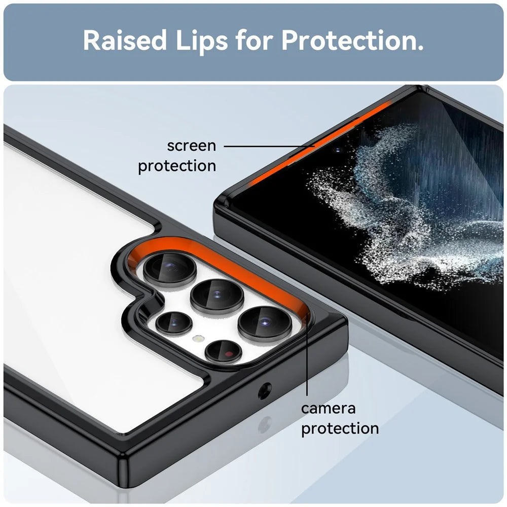 For Samsung Galaxy S23 Ultra Anti-scratch Phone Case TPU Bumper Acrylic Back Shockproof Cover - Black - 6