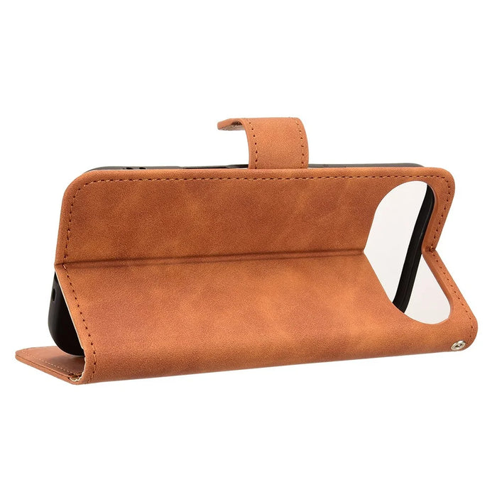 For iPhone Air Leather Case Skin Feel Anti Drop Wallet Flip Phone Cover - Brown - 4