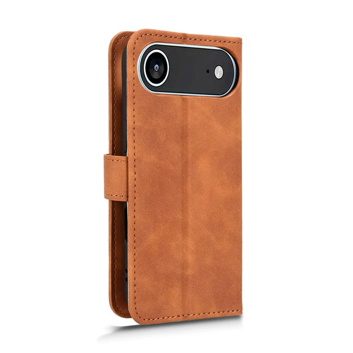 For iPhone Air Leather Case Skin Feel Anti Drop Wallet Flip Phone Cover - Brown - 5