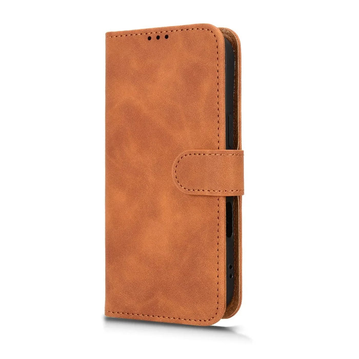 For iPhone Air Leather Case Skin Feel Anti Drop Wallet Flip Phone Cover - Brown - 6