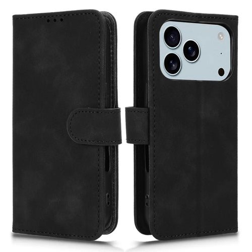 For iPhone 18 Pro / 17 Pro Leather Case Skin Feel Anti Drop Wallet Flip Phone Cover - Black - 1
