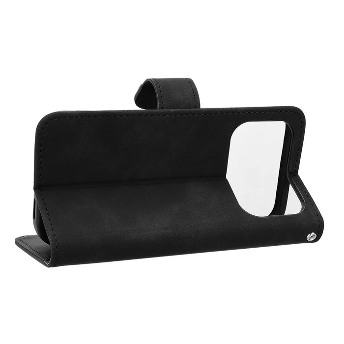 For iPhone 18 Pro Max / 17 Pro Max Leather Case Skin Feel Anti Drop Wallet Flip Phone Cover - Black - 4