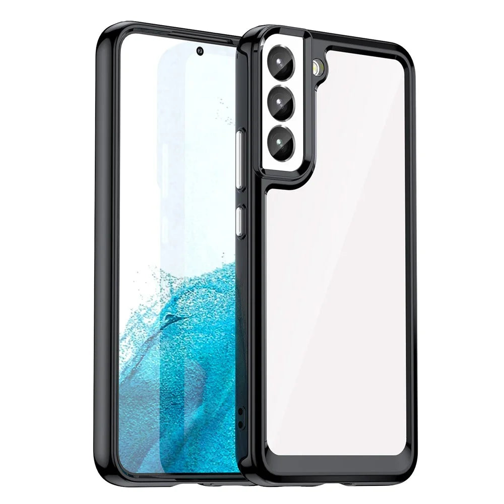 For Samsung Galaxy S23 TPU Bumper Acrylic Back Phone Case Drop-proof Protective Cover - Black - 1