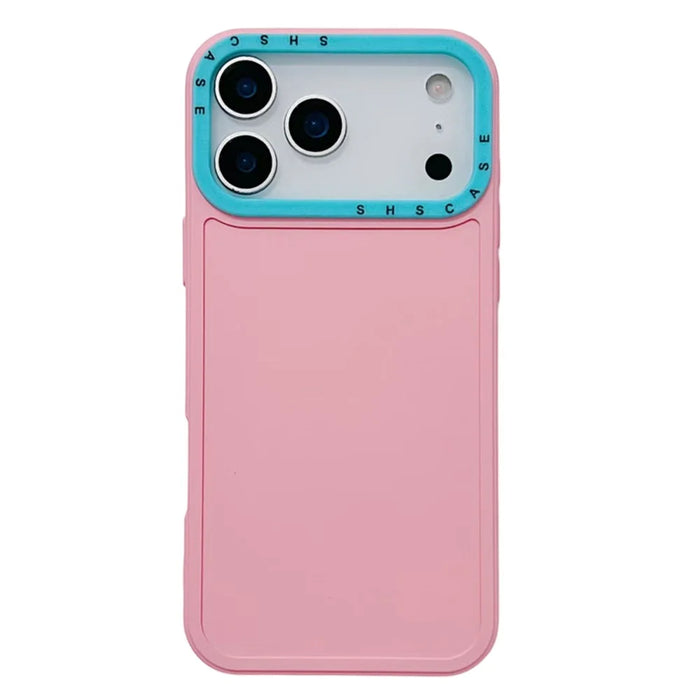 For iPhone 18 Pro / 17 Pro TPU Case Contrast Color Lens Frame Shockproof Phone Back Cover - Pink - 1