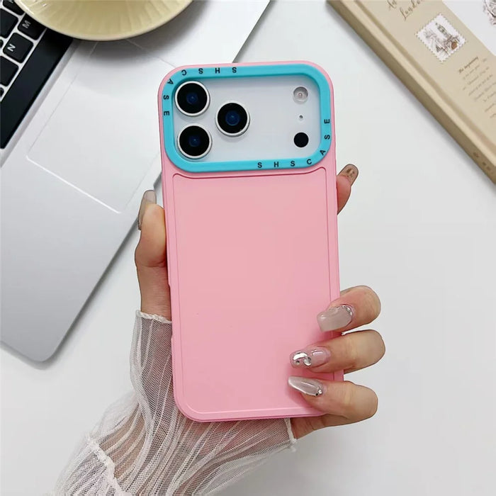 For iPhone 18 Pro / 17 Pro TPU Case Contrast Color Lens Frame Shockproof Phone Back Cover - Pink - 2