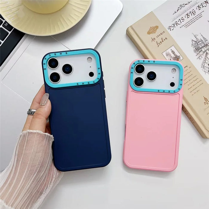 For iPhone 18 Pro / 17 Pro TPU Case Contrast Color Lens Frame Shockproof Phone Back Cover - Pink - 3