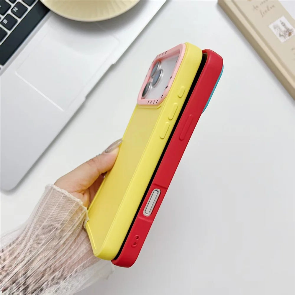 For iPhone 18 Pro Max / 17 Pro Max TPU Case Contrast Color Lens Frame Shockproof Phone Back Cover - Pink - 5