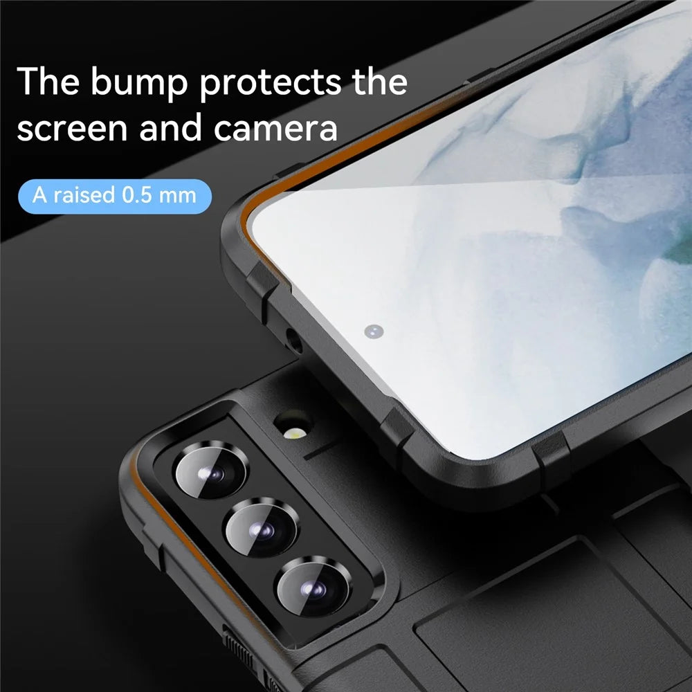 For Samsung Galaxy S23 Rugged Square Grid Texture Shockproof TPU Cover Anti-scratch Phone Case - Black - 4