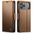 CASEME For iPhone 18 Pro / 17 Pro Case  023 Series RFID Blocking Leather Wallet Stand Phone Cover - Brown - 1