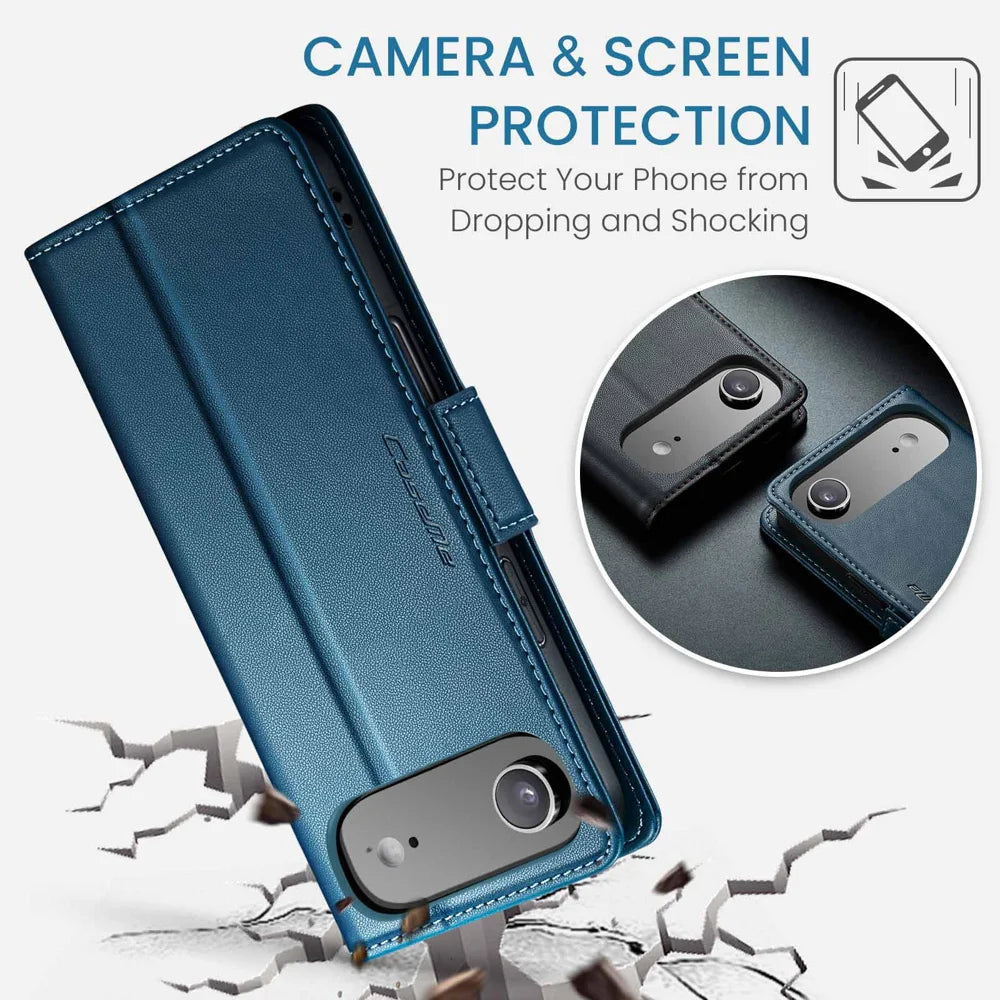 CASEME For iPhone Air Case  023 Series RFID Blocking Glossy Stand Phone Cover - Blue - 6