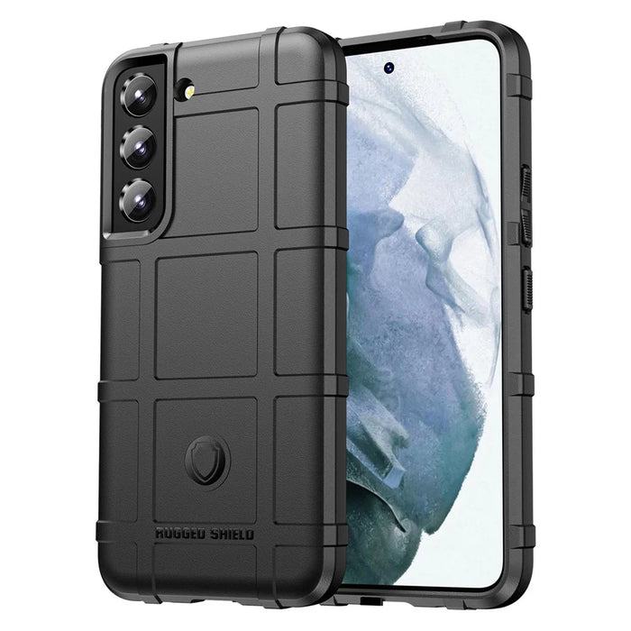 For Samsung Galaxy S23+ Cell Phone Case Rugged Square Grid Texture Drop-proof TPU Back Cover - Black - 1