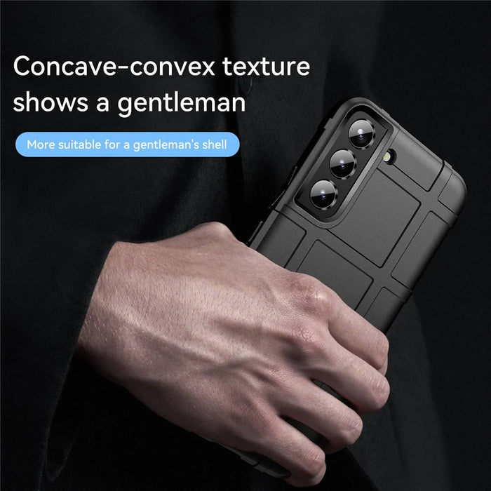 For Samsung Galaxy S23+ Cell Phone Case Rugged Square Grid Texture Drop-proof TPU Back Cover - Black - 5