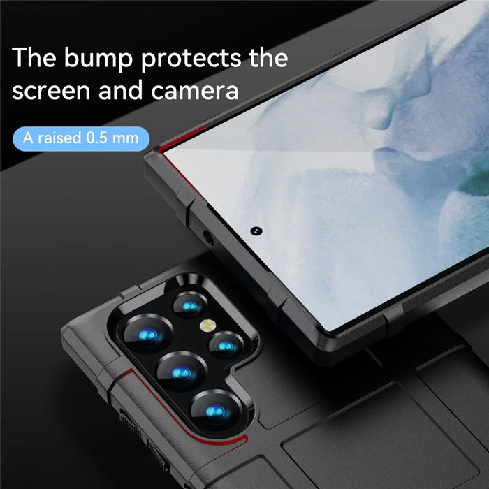 For Samsung Galaxy S23 Ultra Rugged Square Grid Texture Phone Case Anti-scratch Flexible TPU Protective Cover - Black - 4