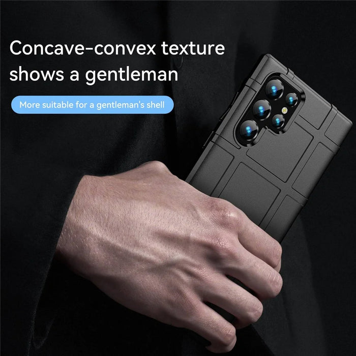 For Samsung Galaxy S23 Ultra Rugged Square Grid Texture Phone Case Anti-scratch Flexible TPU Protective Cover - Black - 5