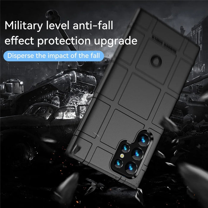 For Samsung Galaxy S23 Ultra Rugged Square Grid Texture Phone Case Anti-scratch Flexible TPU Protective Cover - Black - 7