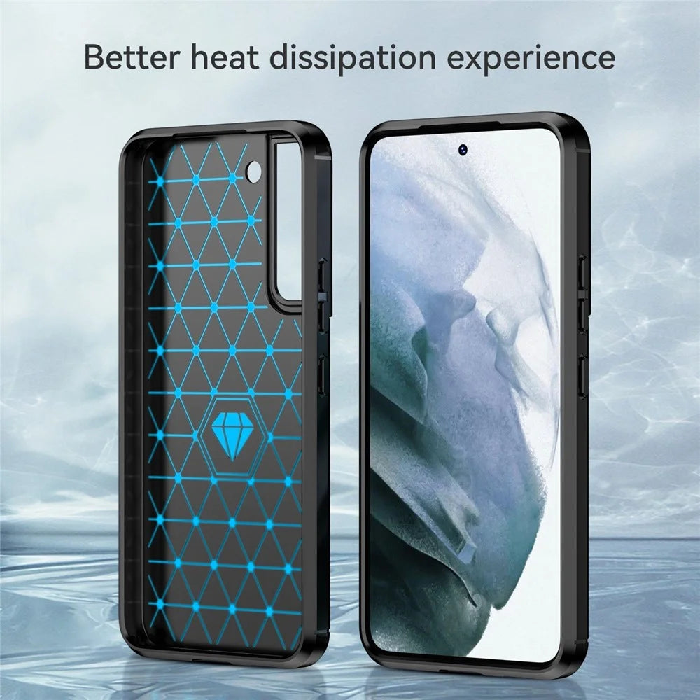 For Samsung Galaxy S23 Shockproof Case Anti-Drop Flexible TPU Phone Back Cover Brushed Carbon Fiber Texture Cell Phone Case - Black - 5