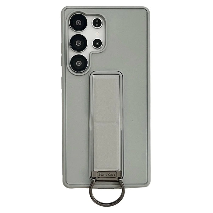 For Samsung Galaxy S25 Ultra Case with Kickstand / D-Ring Holder TPU PC Phone Back Cover - Grey - 1
