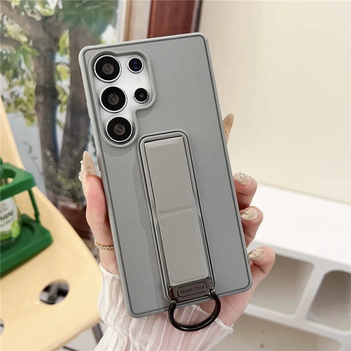 For Samsung Galaxy S25 Ultra Case with Kickstand / D-Ring Holder TPU PC Phone Back Cover - Grey - 2