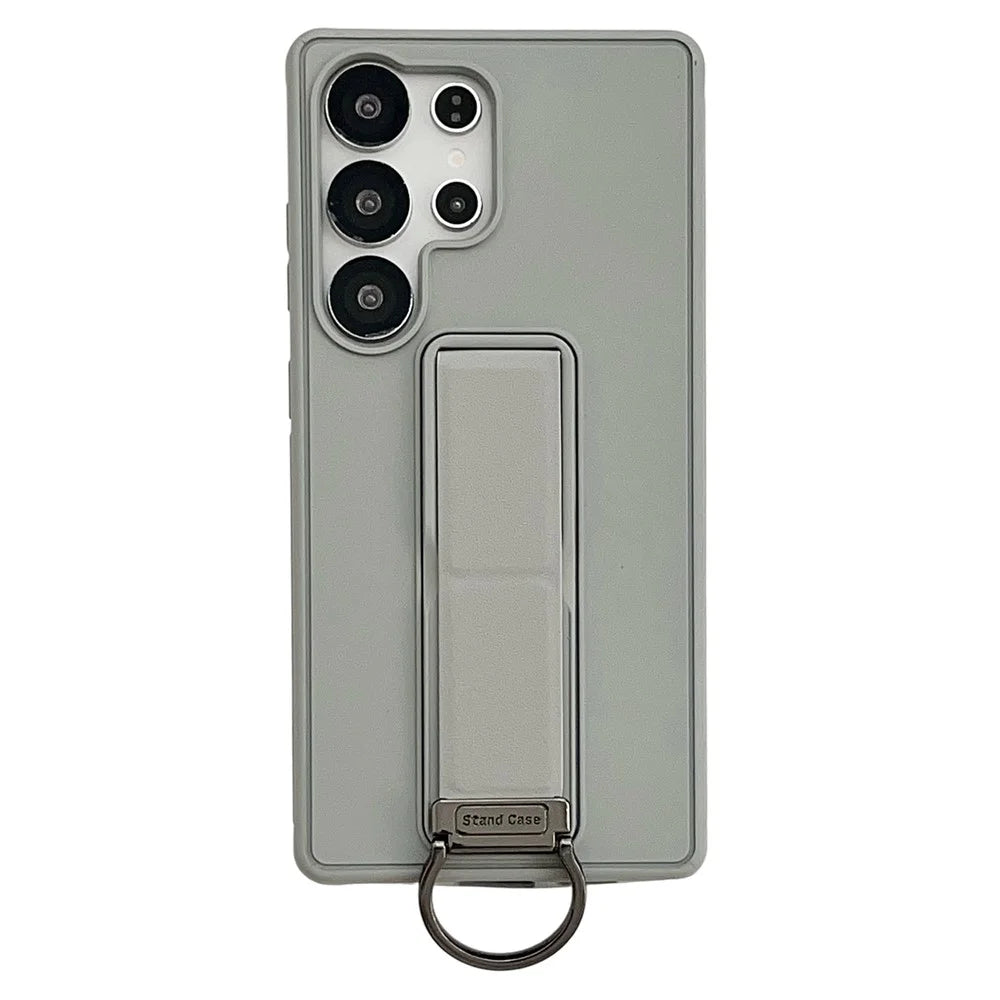 For Samsung Galaxy S24 Ultra Case with Kickstand / D-Ring Holder TPU PC Phone Back Cover - Grey - 1