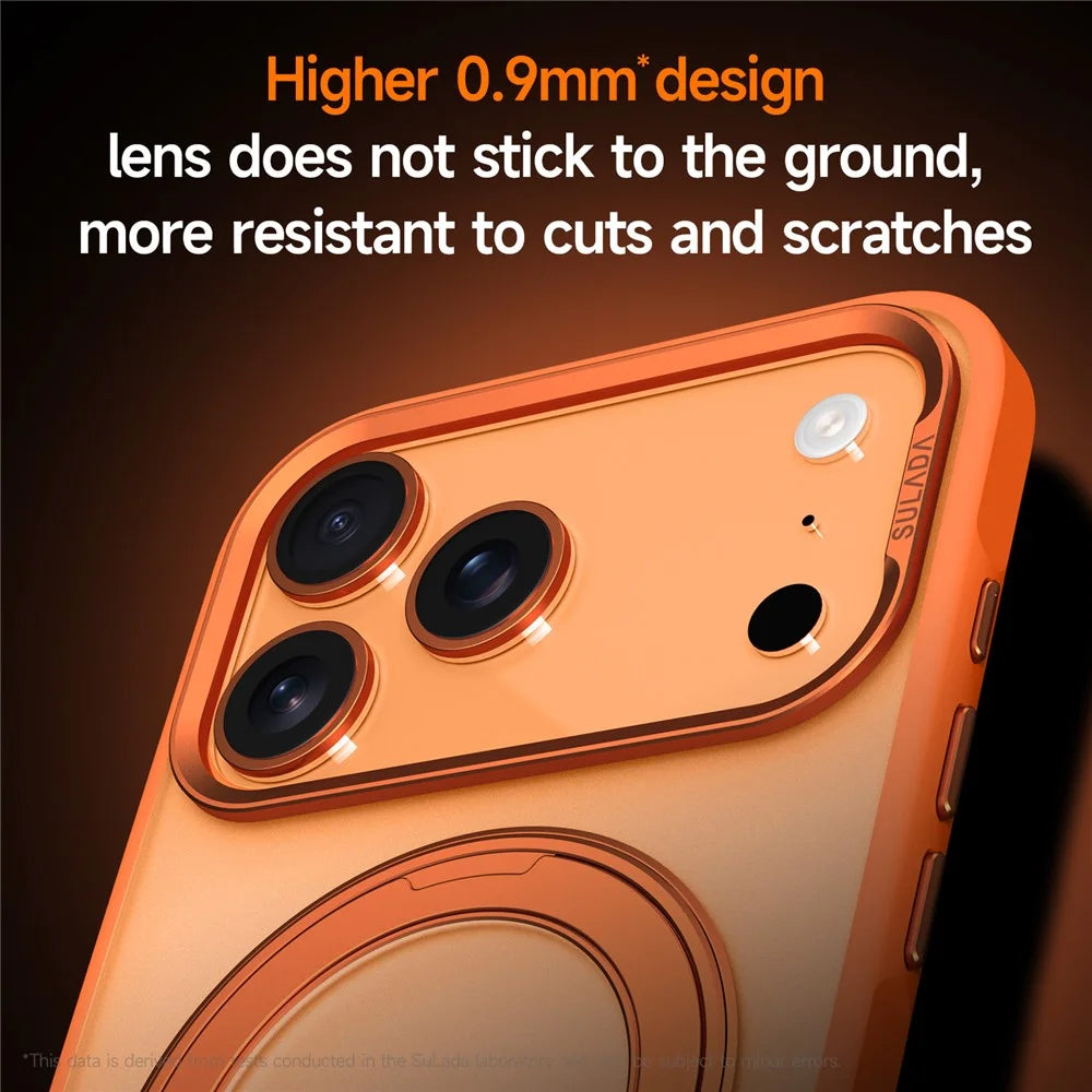 SULADA For iPhone 17 Pro Max Case Magnetic Case Anti-Fingerprints Matte TPU + PC Phone Cover with Kickstand - Orange - 3