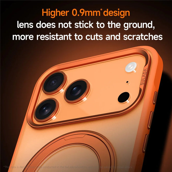 SULADA For iPhone 17 Pro Case Magnetic Case Anti-Fingerprints Matte TPU + PC Phone Cover with Kickstand - Orange - 3