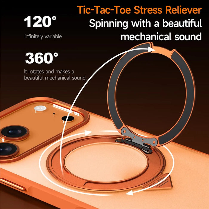 SULADA For iPhone 17 Pro Case Magnetic Case Anti-Fingerprints Matte TPU + PC Phone Cover with Kickstand - Orange - 5