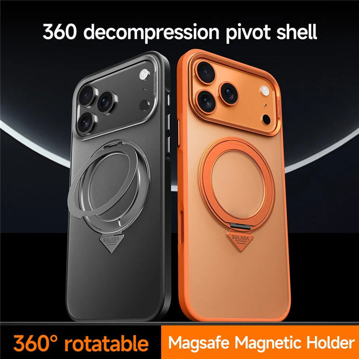 SULADA For iPhone 17 Pro Case Magnetic Case Anti-Fingerprints Matte TPU + PC Phone Cover with Kickstand - Orange - 7