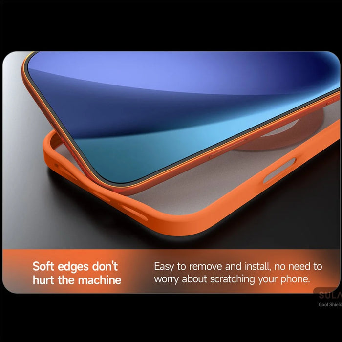 SULADA For iPhone 17 Case Magnetic Case Anti-Fingerprints Matte TPU + PC Phone Cover with Kickstand - Orange - 2