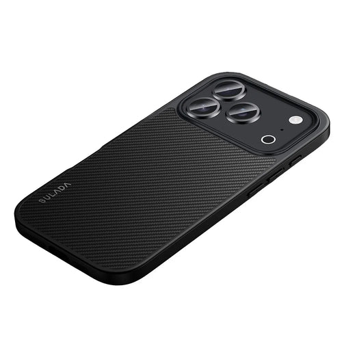 SULADA For iPhone 17 Pro Case Compatible with MagSafe Metal Lens Frame PU+TPU Phone Cover - Black - 1