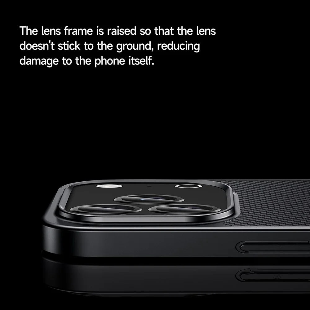 SULADA For iPhone 17 Pro Case Compatible with MagSafe Metal Lens Frame PU+TPU Phone Cover - Black - 6