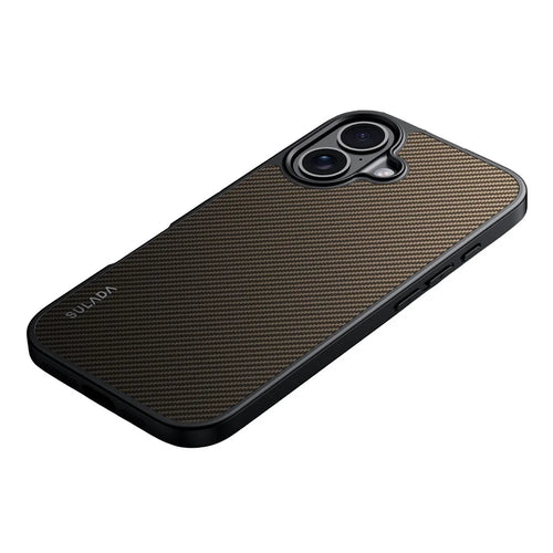 SULADA For iPhone 17 Case Compatible with MagSafe Metal Lens Frame PU+TPU Phone Cover - Brown - 1