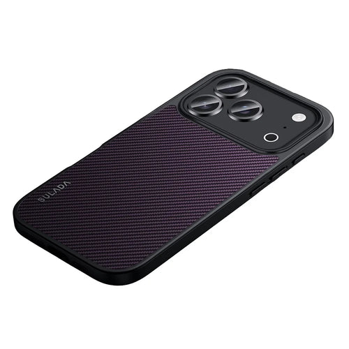 SULADA For iPhone 17 Pro Max Case Compatible with MagSafe Metal Lens Frame PU+TPU Phone Cover - Purple - 1