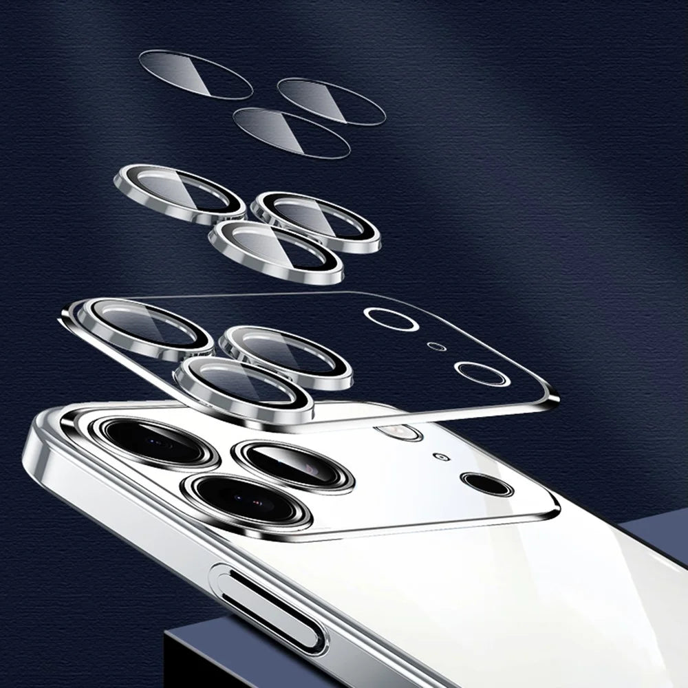SULADA JINGJIA Series For iPhone 17 Pro Case Electroplating Hard PC Clear Phone Case with Lens Film - Silver - 2