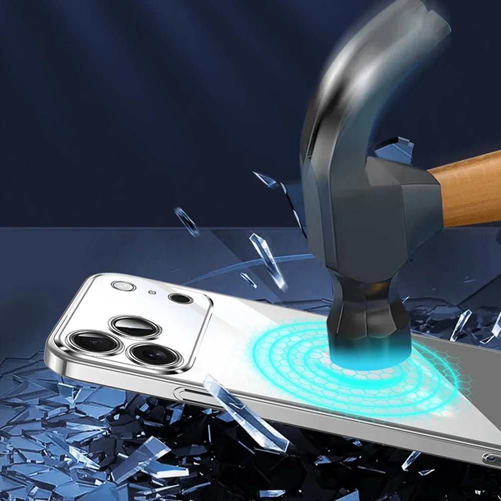 SULADA JINGJIA Series For iPhone 17 Pro Case Electroplating Hard PC Clear Phone Case with Lens Film - Silver - 3