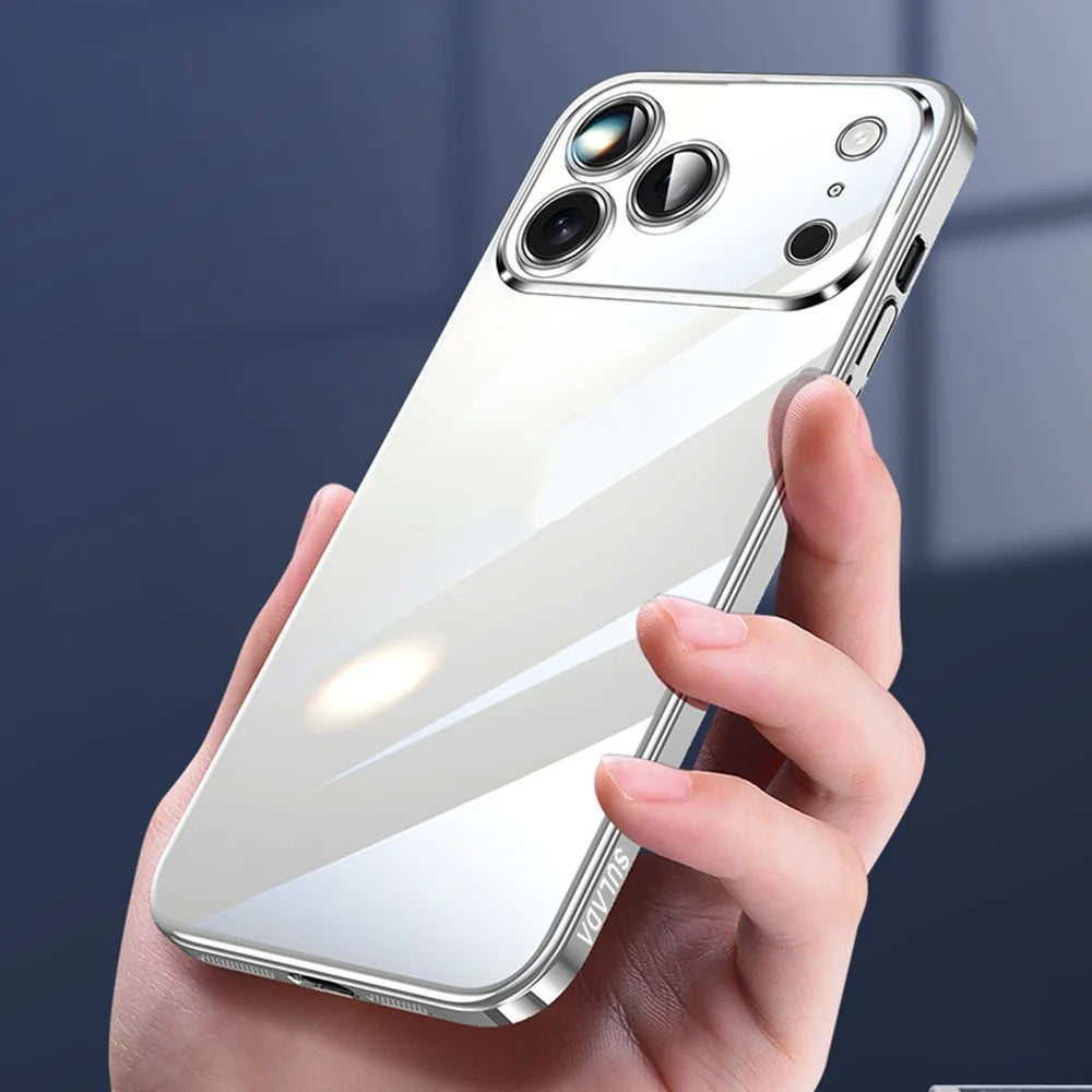 SULADA JINGJIA Series For iPhone 17 Pro Case Electroplating Hard PC Clear Phone Case with Lens Film - Silver - 5