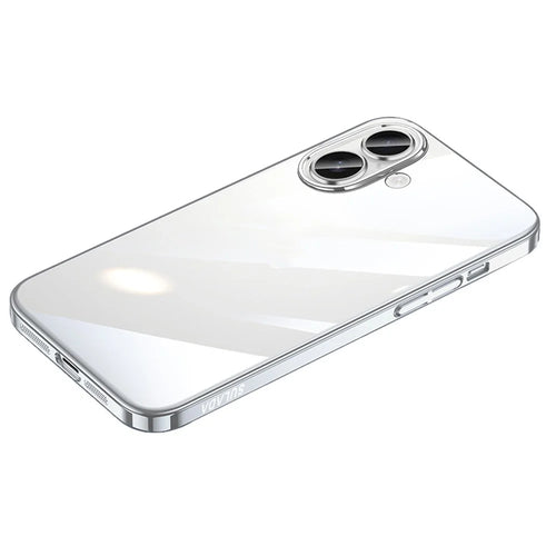 SULADA JINGJIA Series For iPhone 17 Case Electroplating Hard PC Clear Phone Case with Lens Film - Silver - 1