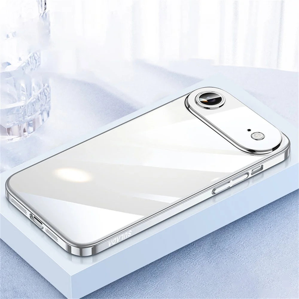 SULADA JINGJIA Series For iPhone Air Case Electroplating Hard PC Clear Phone Case with Lens Film - Silver - 2