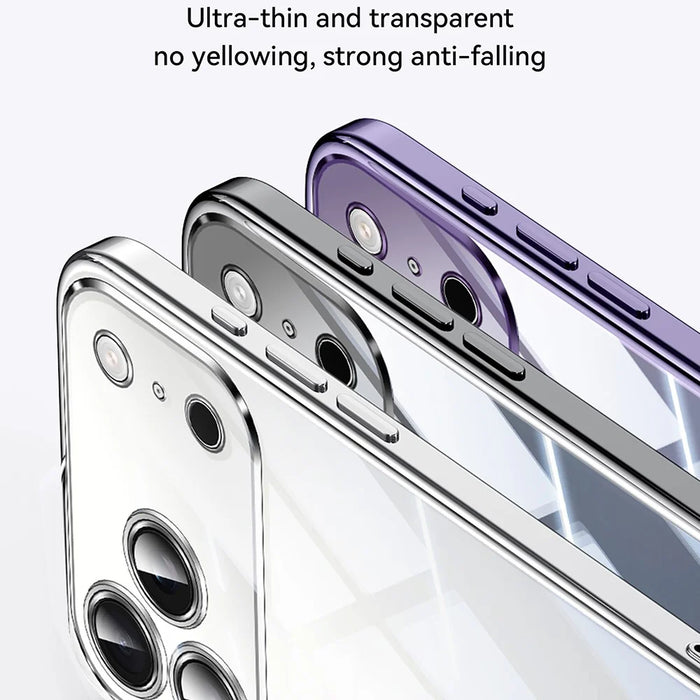 SULADA For iPhone 17 Pro Case Electroplating Ultra Clear Soft TPU Phone Cover with PU Wrist Strap - Silver - 7