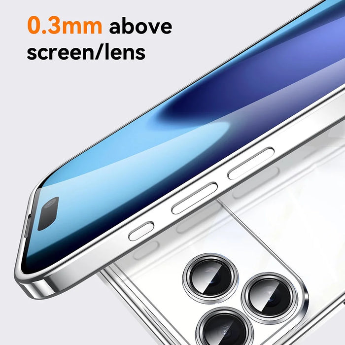 SULADA For iPhone 17 Pro Max Case Electroplating Ultra Clear Soft TPU Phone Cover with PU Wrist Strap - Silver - 5