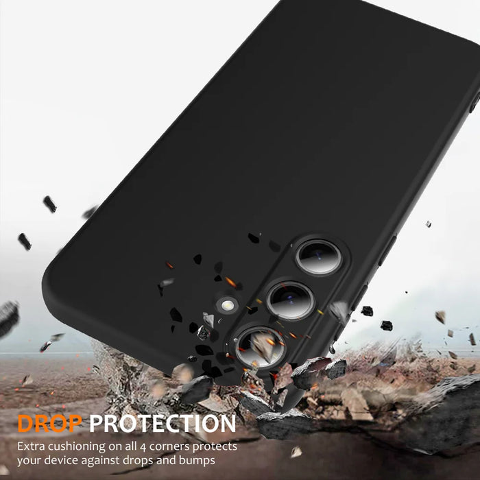 For Samsung Galaxy S25 FE Magnetic Case Anti-Drop Liquid Silicone Phone Cover - Black - 2